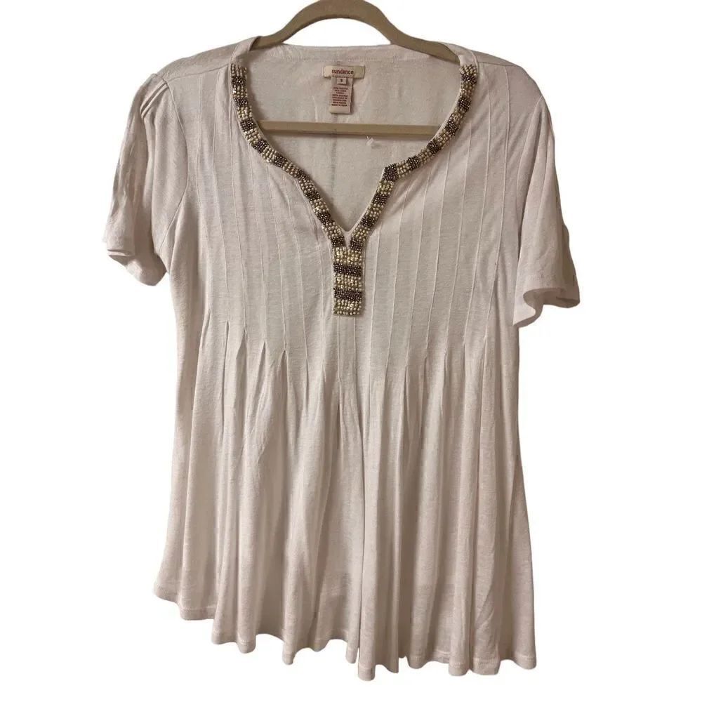 Sundance t-shirt white with sparkle detail sz Small